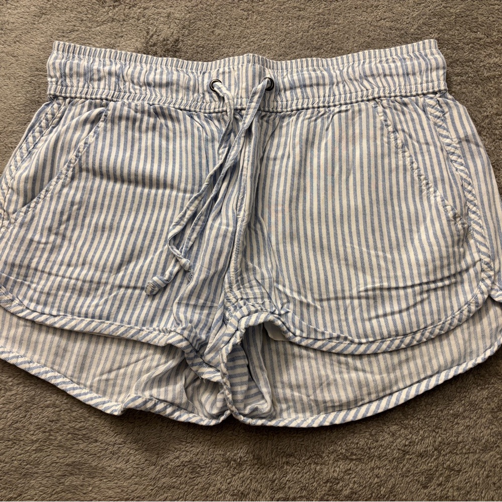 SO Light Blue Striped Women's Athletic Shorts